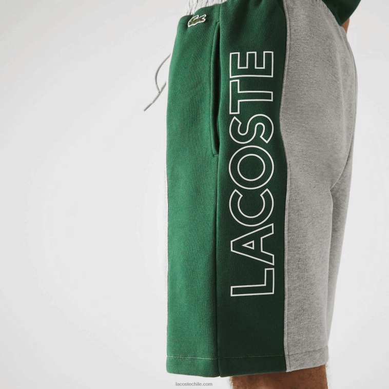 hombres Lacoste gris lomo azul verde hkb shorts de mezcla de vellón con logo N6XZ21514