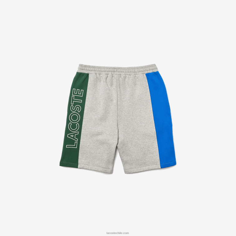 hombres Lacoste gris lomo azul verde hkb shorts de mezcla de vellón con logo N6XZ21514