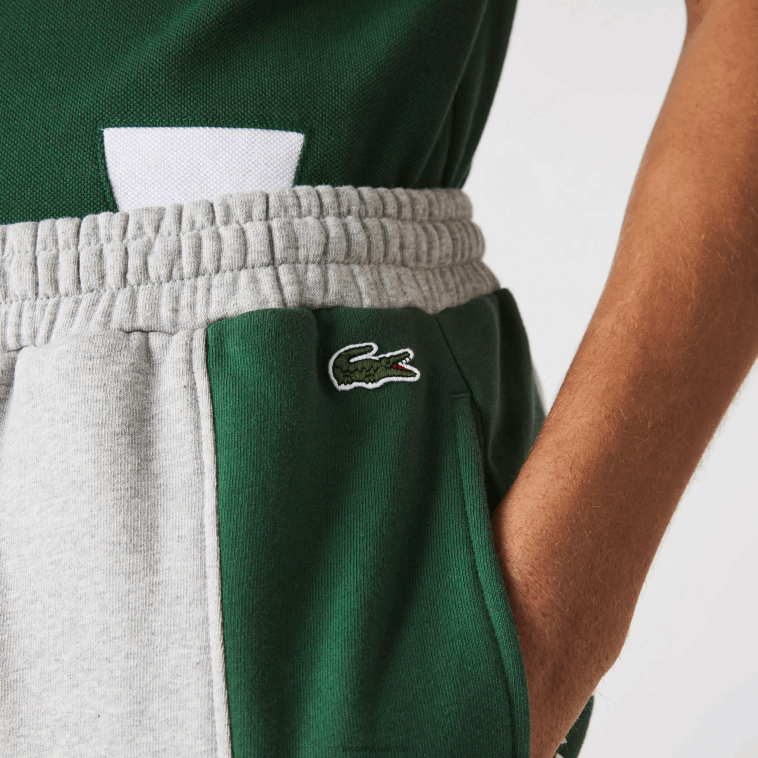 hombres Lacoste gris lomo azul verde hkb shorts de mezcla de vellón con logo N6XZ21514
