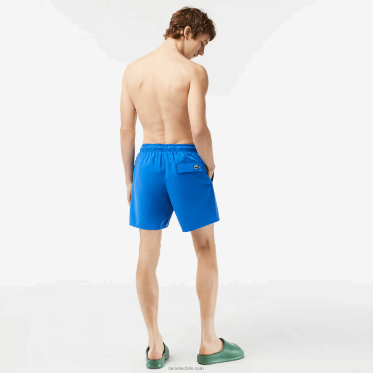 hombres Lacoste kxb azul bañador de secado rápido con bolsa de viaje N6XZ2518