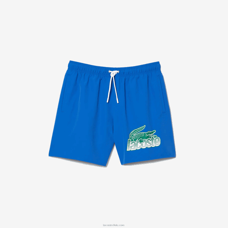 hombres Lacoste kxb azul bañador de secado rápido con bolsa de viaje N6XZ2518