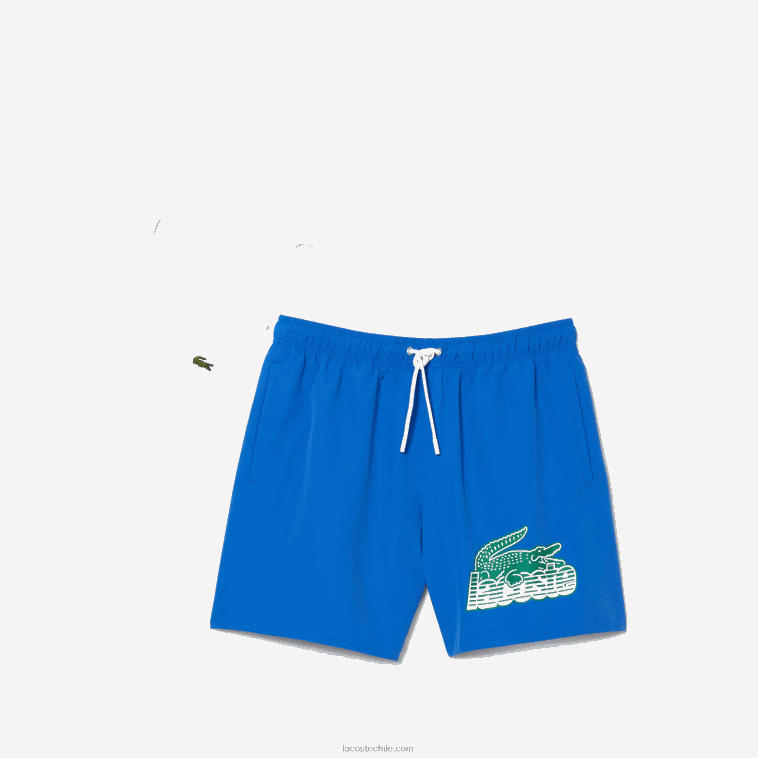 hombres Lacoste kxb azul bañador de secado rápido con bolsa de viaje N6XZ2518