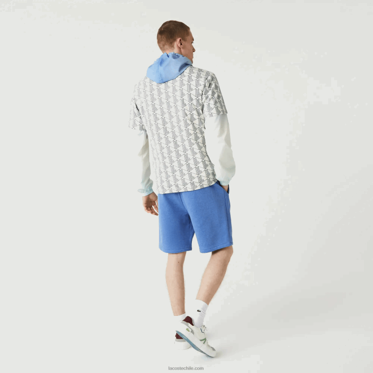 hombres Lacoste lomo azul hg3 shorts de felpa con estampado de firma N6XZ21435