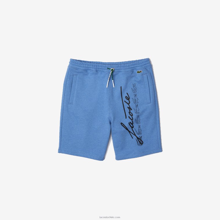 hombres Lacoste lomo azul hg3 shorts de felpa con estampado de firma N6XZ21435
