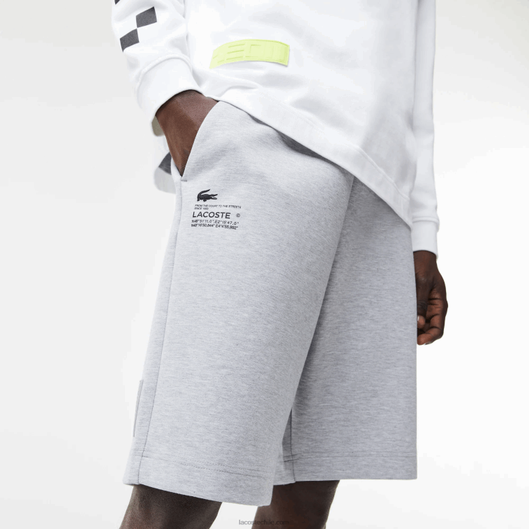 hombres Lacoste lomo gris cca shorts con estampado reflectante N6XZ21355