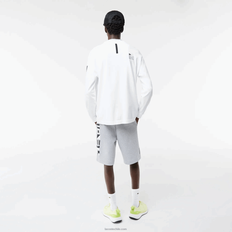 hombres Lacoste lomo gris cca shorts con estampado reflectante N6XZ21355