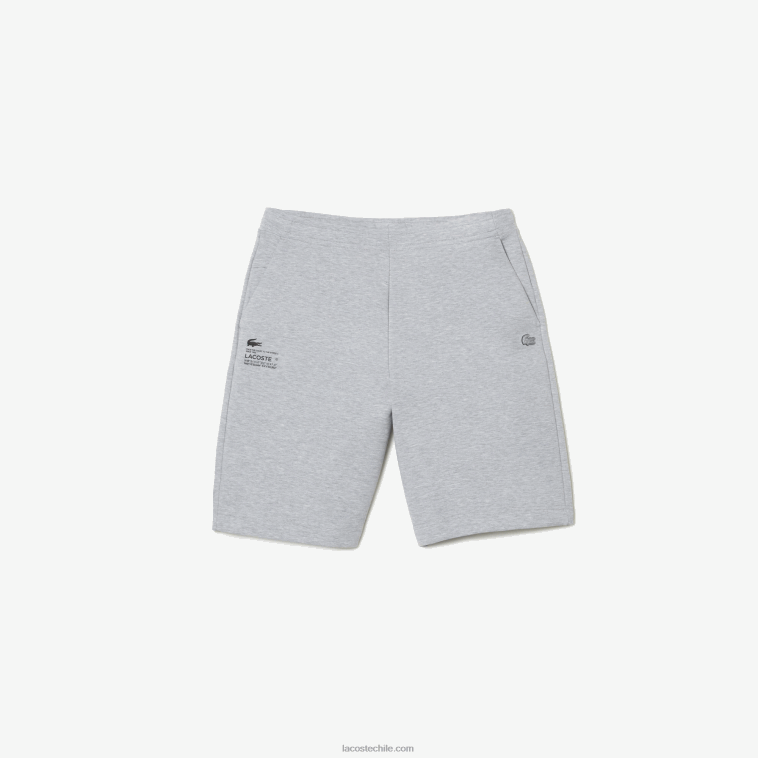 hombres Lacoste lomo gris cca shorts con estampado reflectante N6XZ21355