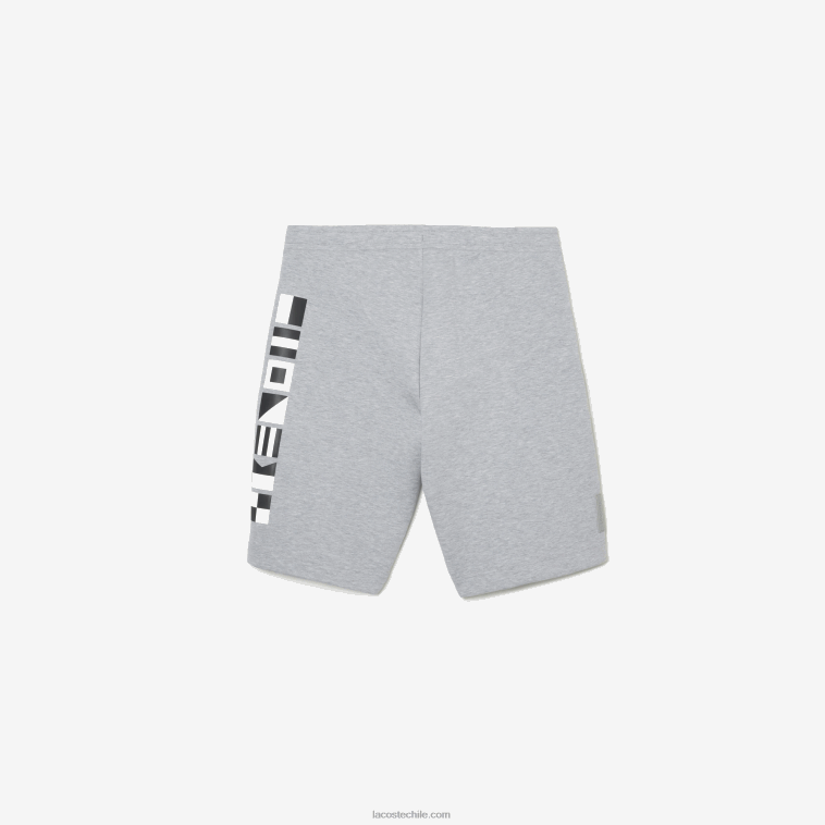 hombres Lacoste lomo gris cca shorts con estampado reflectante N6XZ21355