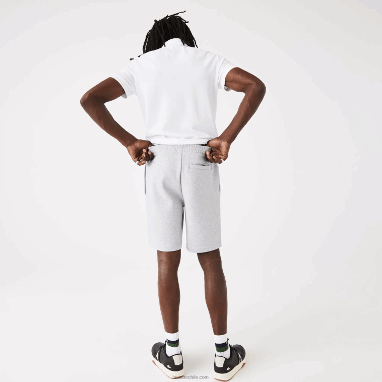 hombres Lacoste lomo gris cca shorts de felpa de algodón orgánico peinado N6XZ21432