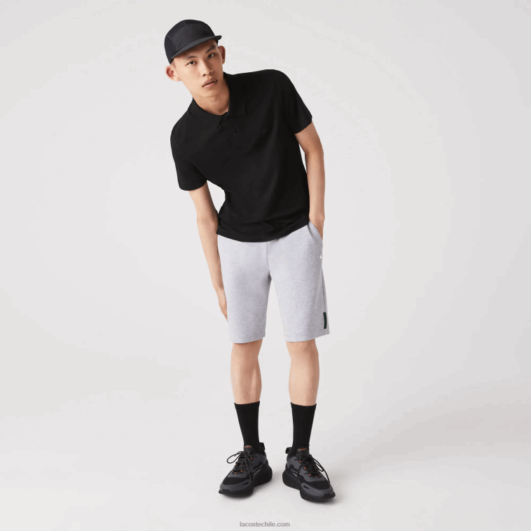 hombres Lacoste lomo gris cca shorts de mezcla de algodón elástico N6XZ21391