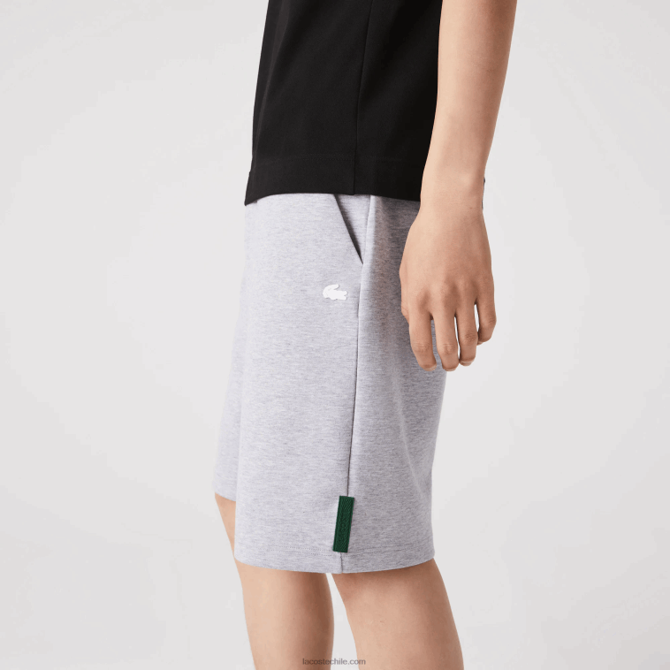 hombres Lacoste lomo gris cca shorts de mezcla de algodón elástico N6XZ21391