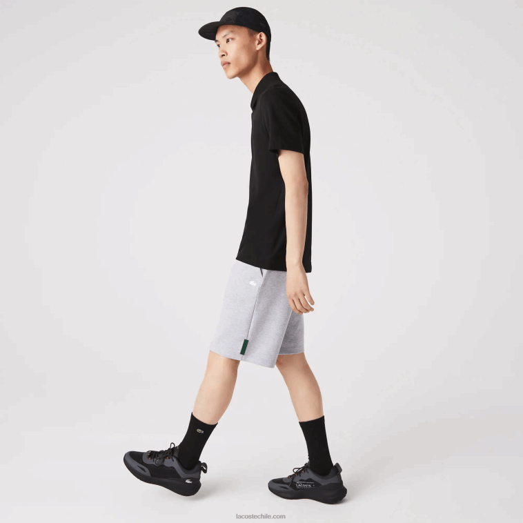 hombres Lacoste lomo gris cca shorts de mezcla de algodón elástico N6XZ21391