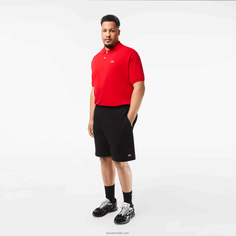 hombres Lacoste negro 031 Shorts de felpa cepillada de algodón orgánico - talla grande - grande N6XZ2463