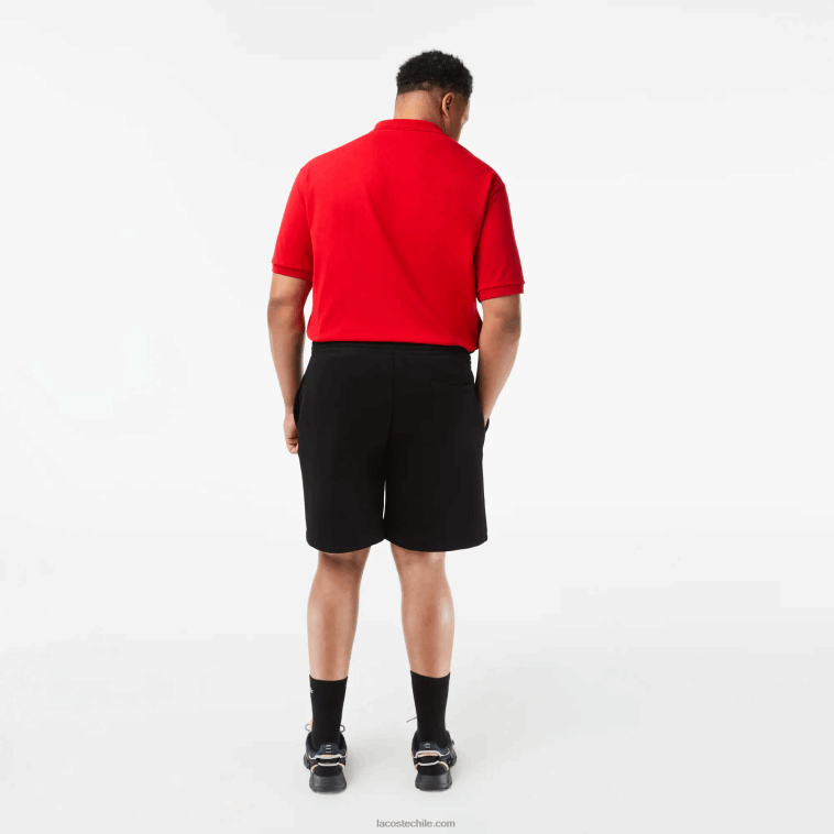 hombres Lacoste negro 031 Shorts de felpa cepillada de algodón orgánico - talla grande - grande N6XZ2463