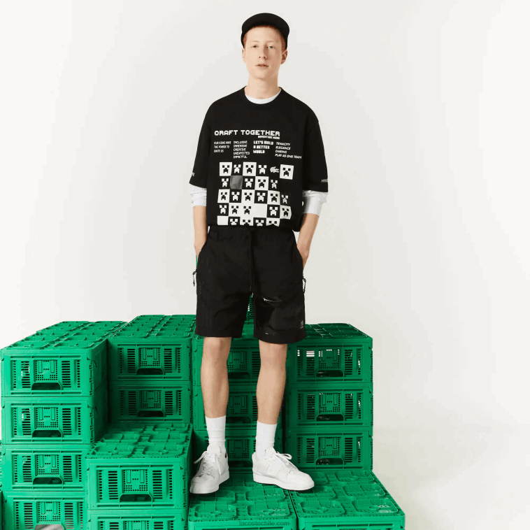 hombres Lacoste negro 031 bermudas de nailon live x minecraft N6XZ21634