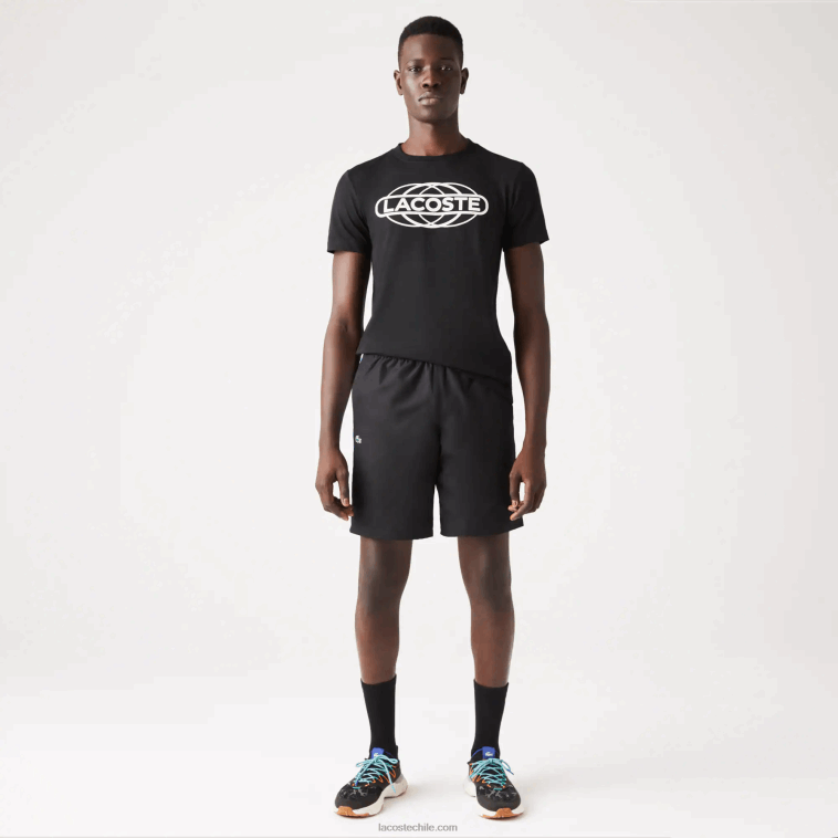hombres Lacoste negro 031 pantalones cortos deportivos de tenis de tafetán N6XZ21332