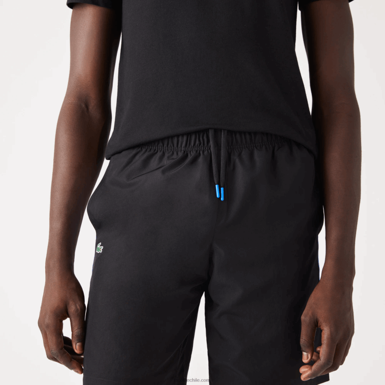 hombres Lacoste negro 031 pantalones cortos deportivos de tenis de tafetán N6XZ21332