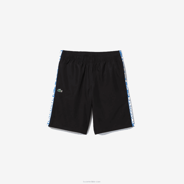 hombres Lacoste negro 031 pantalones cortos deportivos de tenis de tafetán N6XZ21332