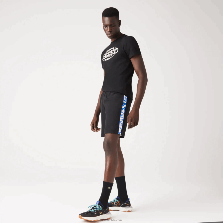 hombres Lacoste negro 031 pantalones cortos deportivos de tenis de tafetán N6XZ21332
