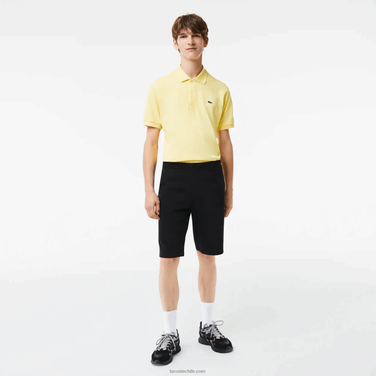 hombres Lacoste negro 031 shorts de mezcla de algodón elástico N6XZ21390