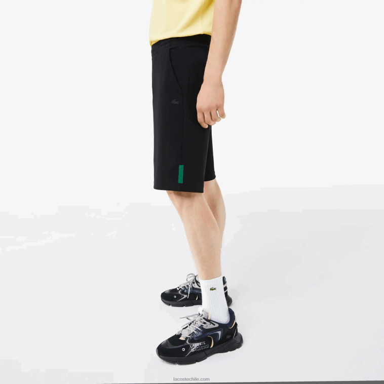 hombres Lacoste negro 031 shorts de mezcla de algodón elástico N6XZ21390