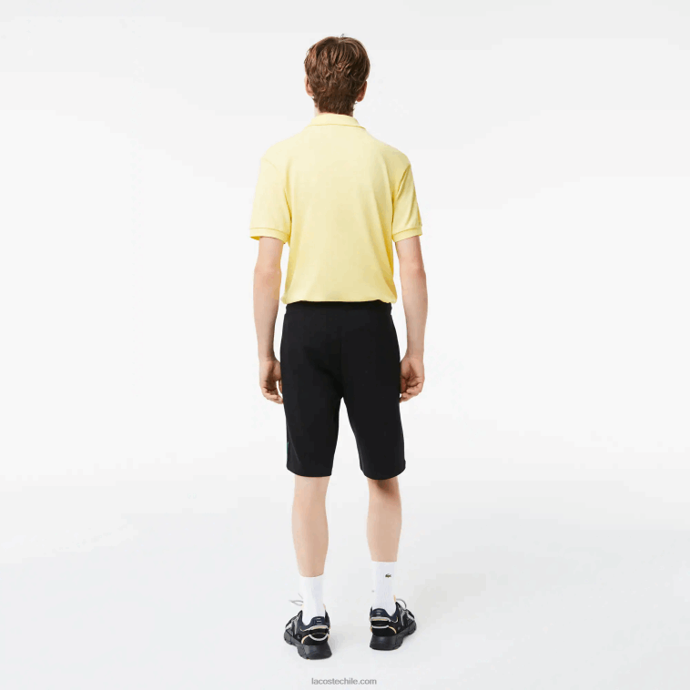 hombres Lacoste negro 031 shorts de mezcla de algodón elástico N6XZ21390