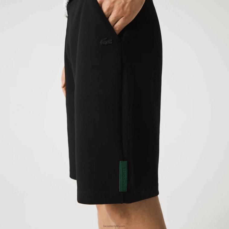 hombres Lacoste negro 031 shorts de mezcla de algodón elástico N6XZ21390