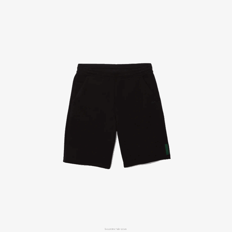 hombres Lacoste negro 031 shorts de mezcla de algodón elástico N6XZ21390