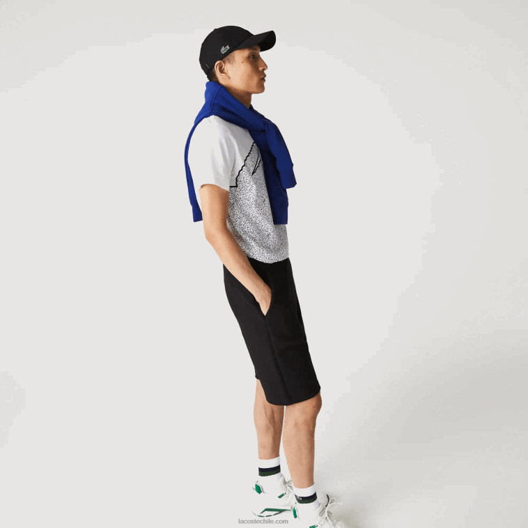 hombres Lacoste negro 031 shorts de mezcla de algodón elástico N6XZ21390