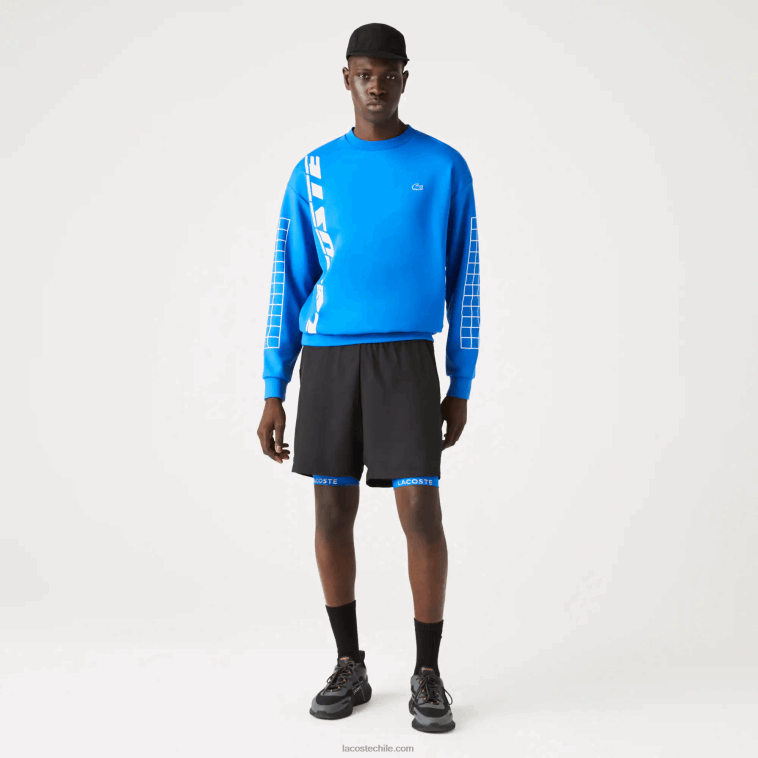 hombres Lacoste negro azul 985 shorts deportivos 3 en 1 con forro incorporado N6XZ21423