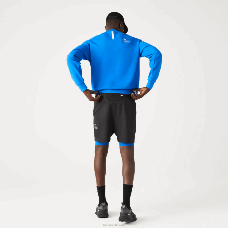 hombres Lacoste negro azul 985 shorts deportivos 3 en 1 con forro incorporado N6XZ21423