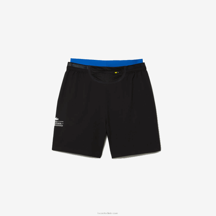 hombres Lacoste negro azul 985 shorts deportivos 3 en 1 con forro incorporado N6XZ21423