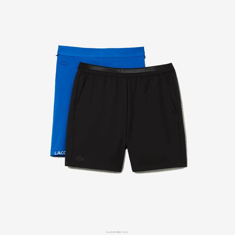 hombres Lacoste negro azul 985 shorts deportivos 3 en 1 con forro incorporado N6XZ21423