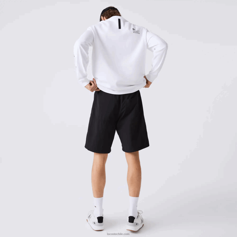 hombres Lacoste negro azul blanco se1 shorts con efecto patchwork y bloques de color N6XZ21500