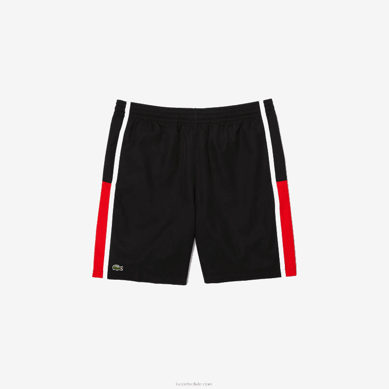 hombres Lacoste negro rojo blanco g54 shorts deportivos ligeros con paneles colorblock N6XZ21365