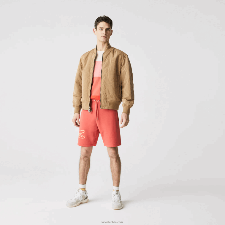 hombres Lacoste rojo 67g shorts de felpa con estampado de cocodrilo N6XZ21608