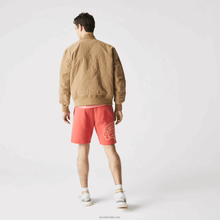 hombres Lacoste rojo 67g shorts de felpa con estampado de cocodrilo N6XZ21608