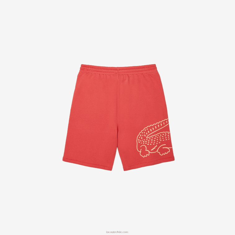 hombres Lacoste rojo 67g shorts de felpa con estampado de cocodrilo N6XZ21608