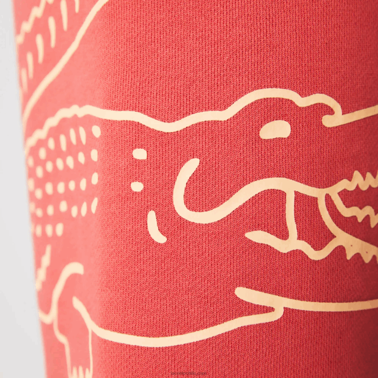 hombres Lacoste rojo 67g shorts de felpa con estampado de cocodrilo N6XZ21608