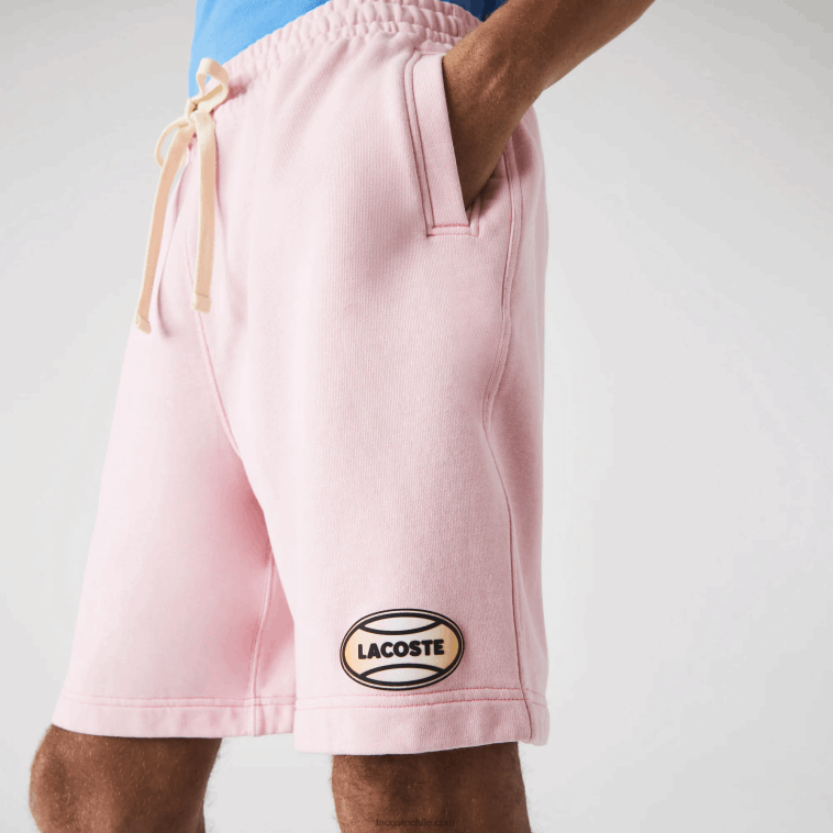 hombres Lacoste rosa shorts de felpa de algodón con motas vivas N6XZ21611