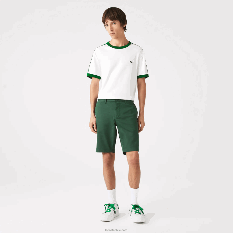 hombres Lacoste verde 5hx bermudas slim fit de algodón elástico N6XZ2434
