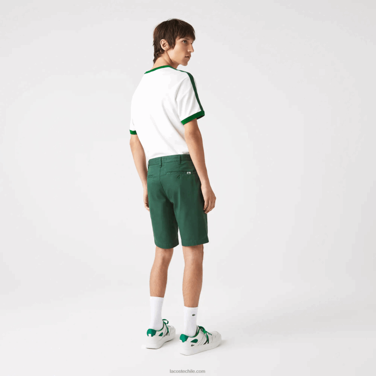 hombres Lacoste verde 5hx bermudas slim fit de algodón elástico N6XZ2434