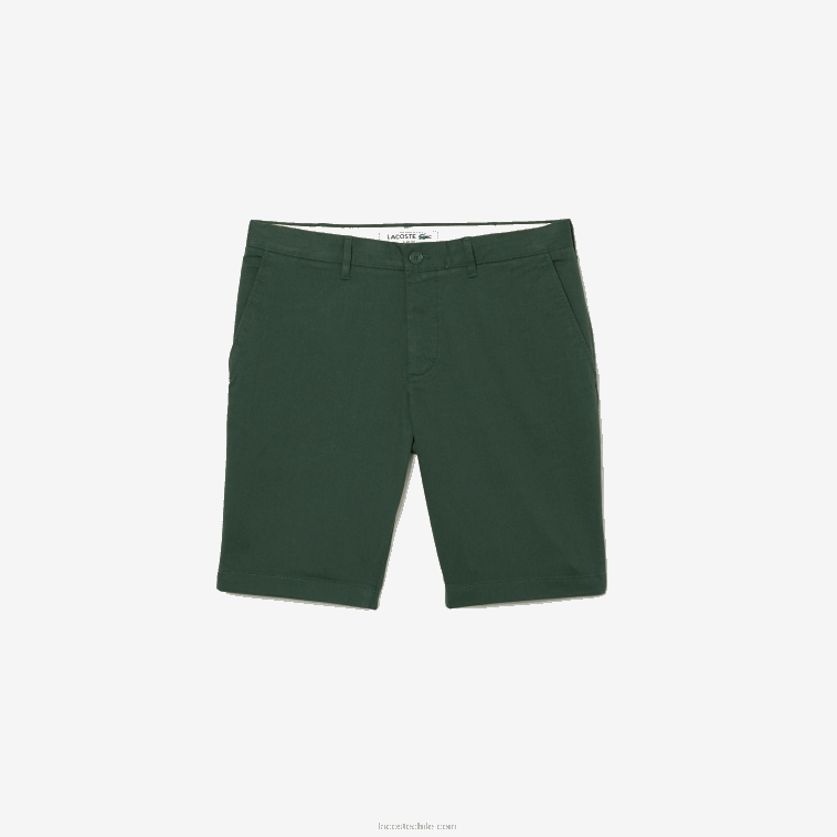 hombres Lacoste verde 5hx bermudas slim fit de algodón elástico N6XZ2434