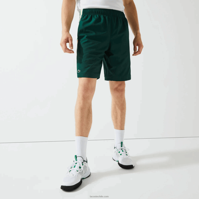 hombres Lacoste verde amarillo blanco 117 shorts deportivos ligeros con bandas en contraste N6XZ21362