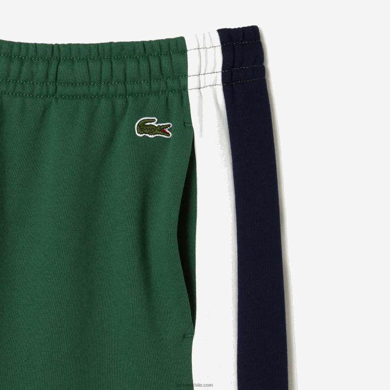 hombres Lacoste verde azul marino blanco wn7 shorts de felpa cepillada con bloques de color N6XZ2456