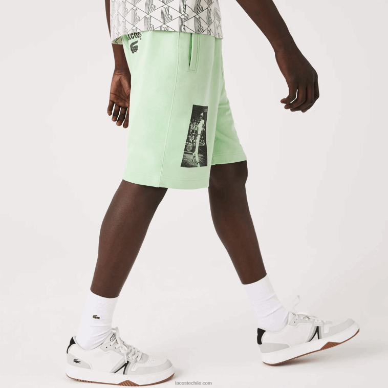 hombres Lacoste verde ji shorts de felpa con estampado live heritage N6XZ21585