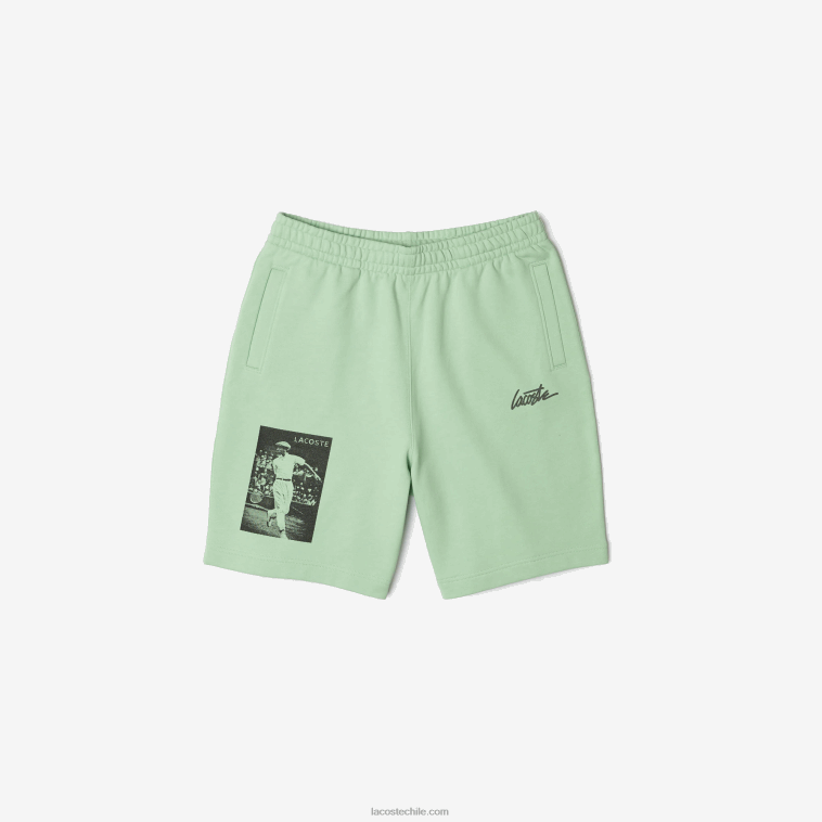 hombres Lacoste verde ji shorts de felpa con estampado live heritage N6XZ21585