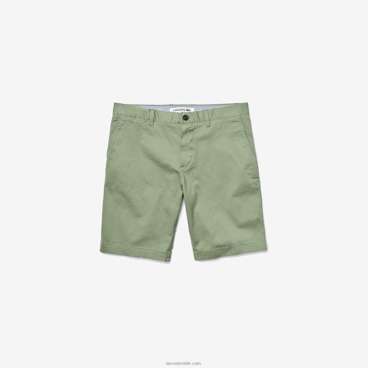 hombres Lacoste verde s86 shorts slim fit de gabardina elástica N6XZ2553