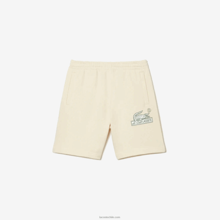 hombres Lacoste xfj blanco shorts de felpa de algodón orgánico sin cepillar N6XZ2486