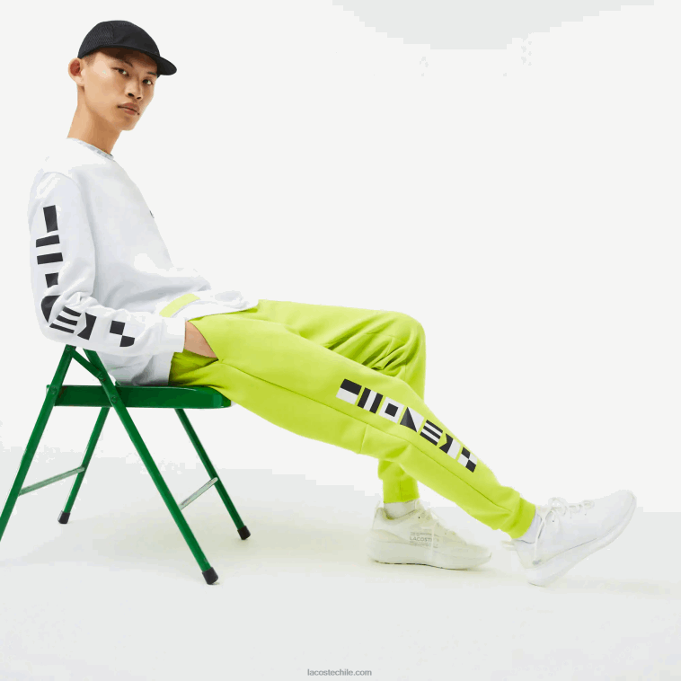 hombres Lacoste amarillo 90v pantalones de chándal con estampado reflectante N6XZ21046